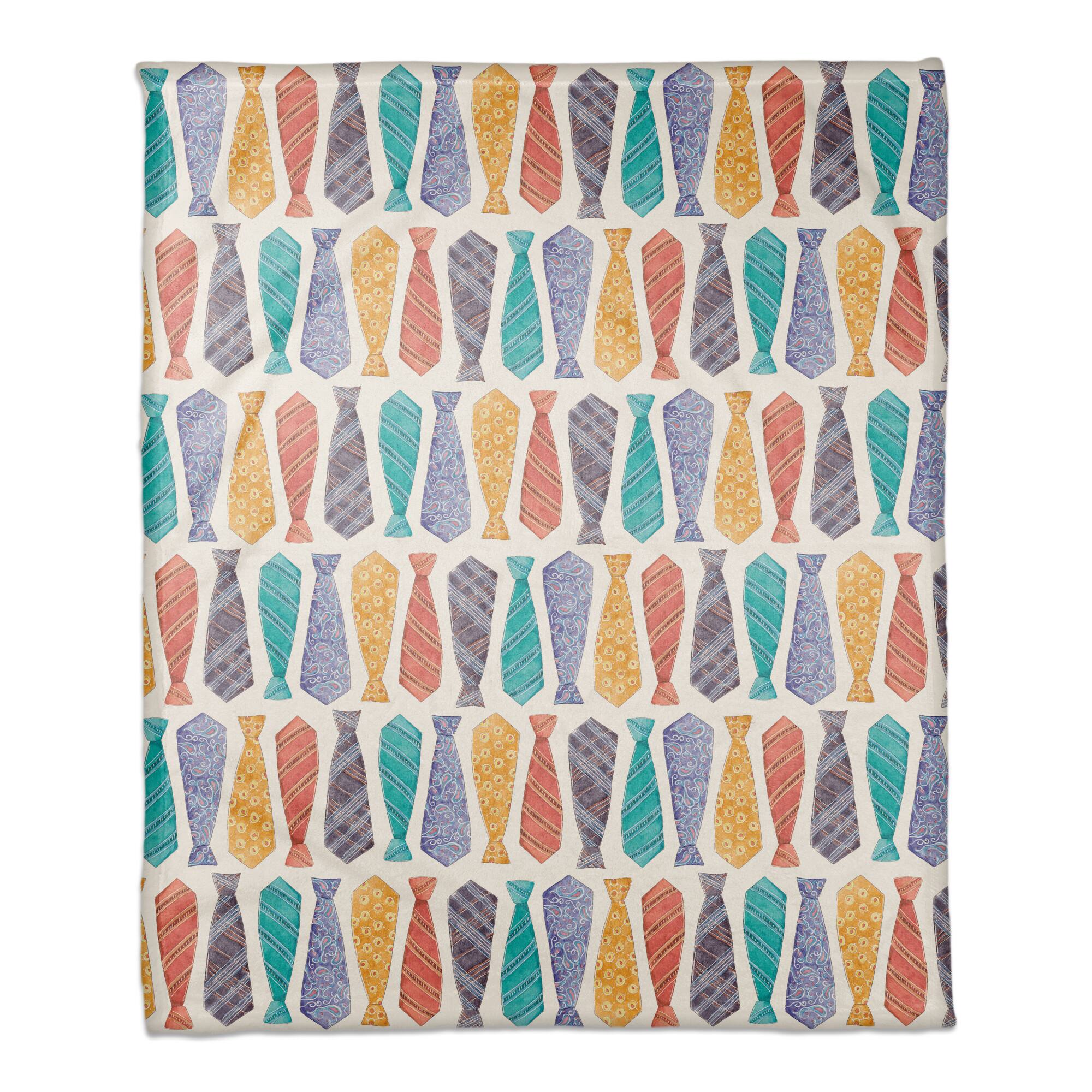 Colorful Tie Pattern Coral Fleece Blanket